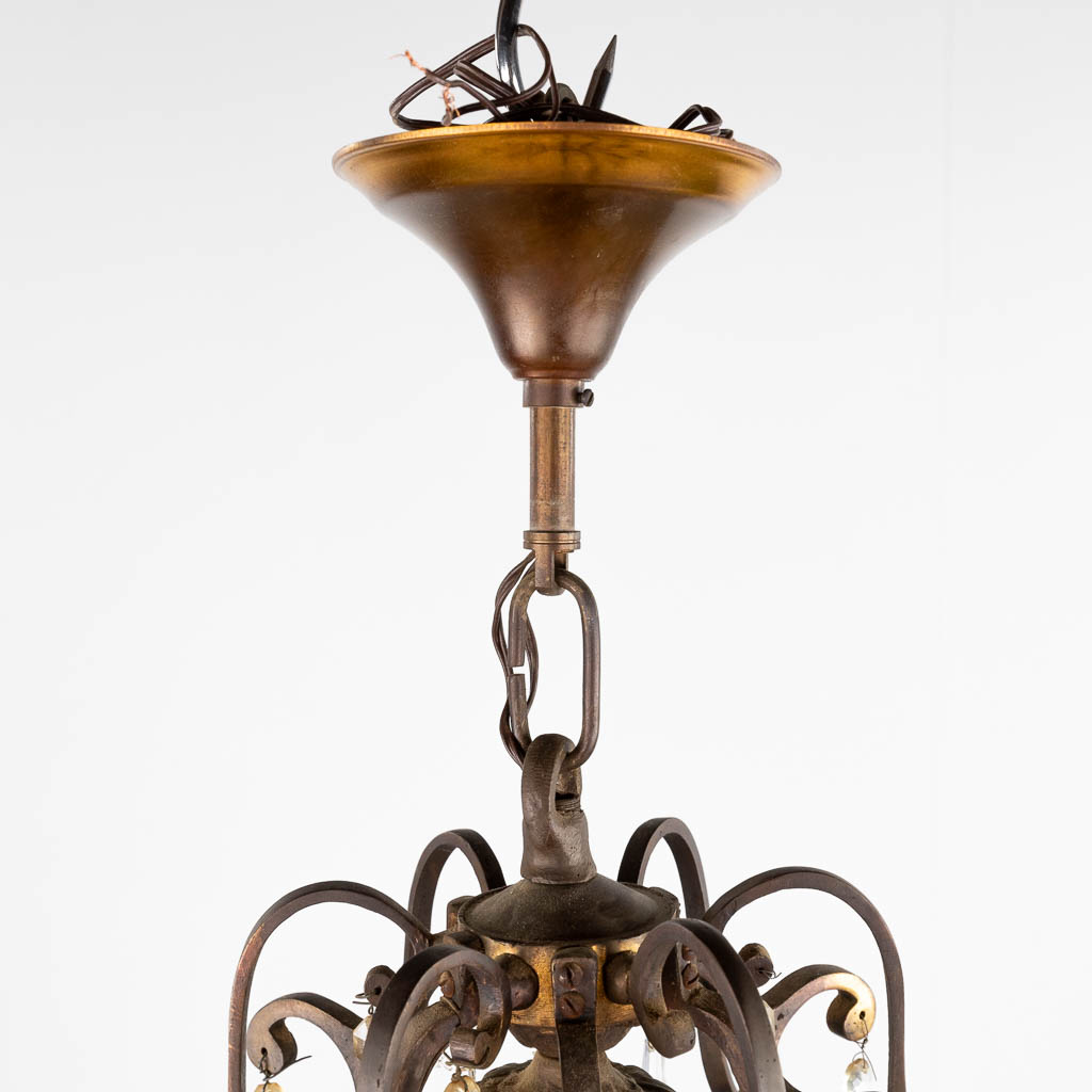 A big antique chandelier, brass and glass. France. Circa 1900. (H:122 x D:66 cm) - Bild 3 aus 15