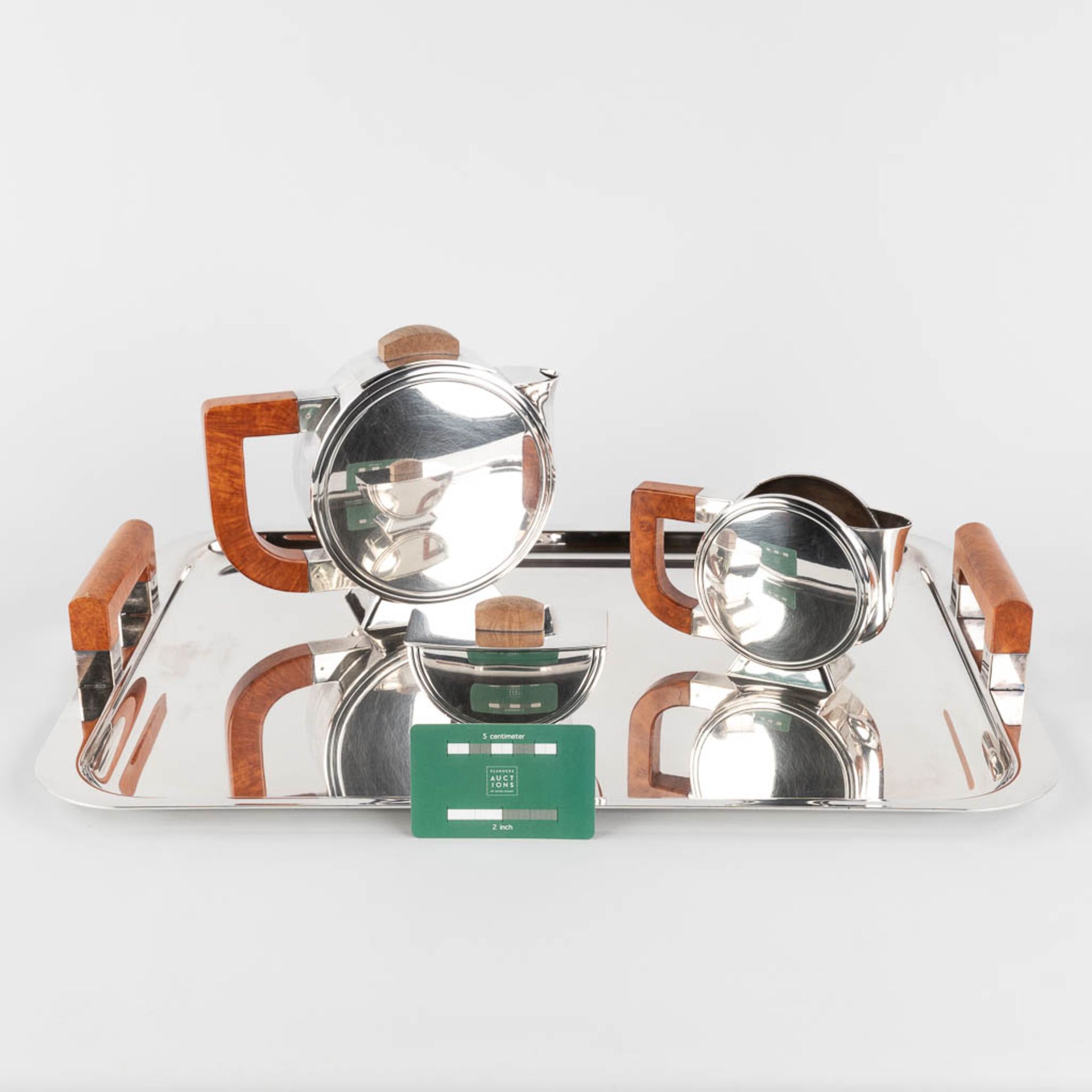Christian FJERDINGSTAD (1891-1968) 'Tea service' silver-plated metal for Christofle. (D:38 x W:50 c - Image 2 of 17