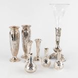 Gallia, Wiskemann, English, a set of 8 vases and vessels, silver and silver-plated metal. (H:37 x D: