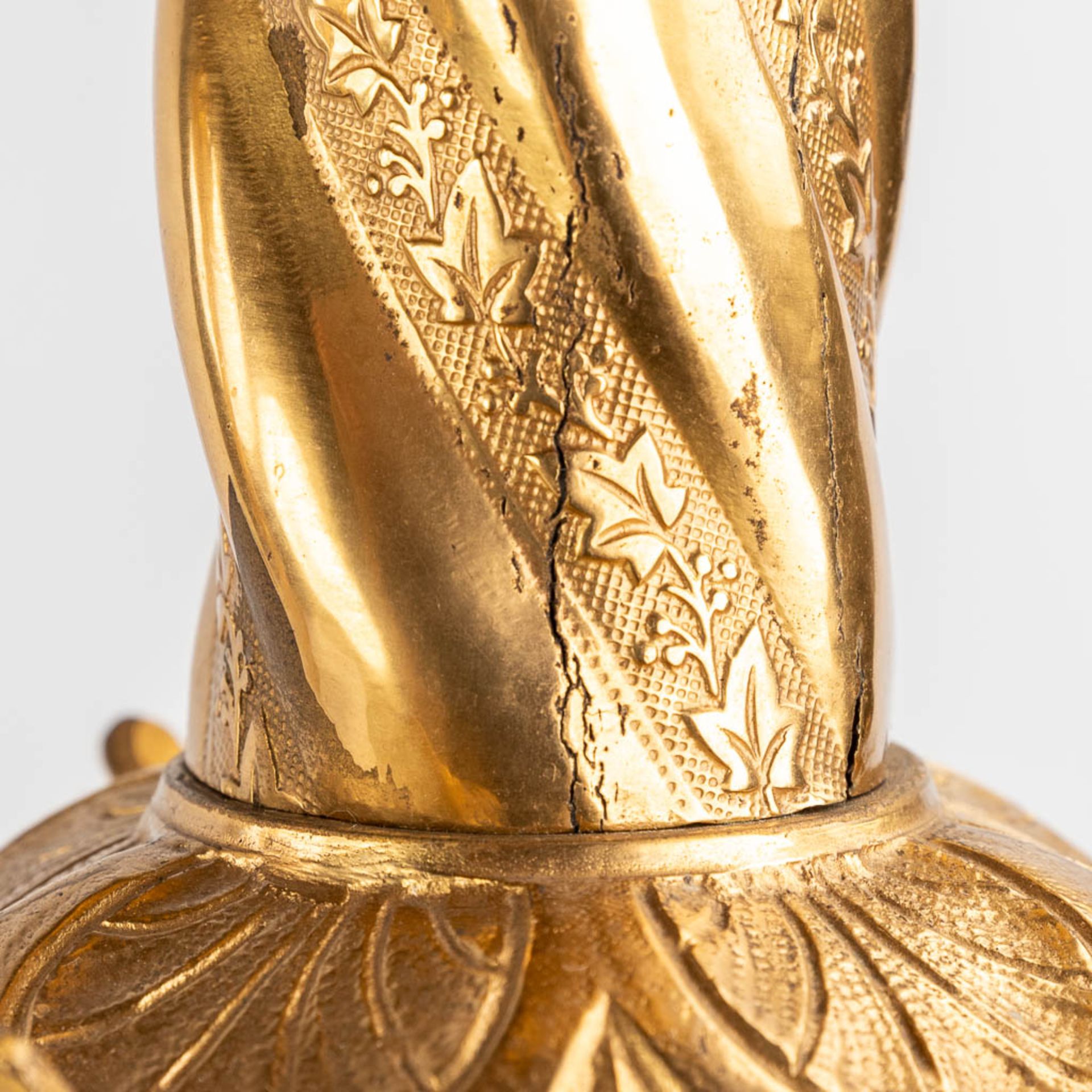 A pair of church candlesticks, gilt metal. (H:70 x D:24 cm) - Image 14 of 15