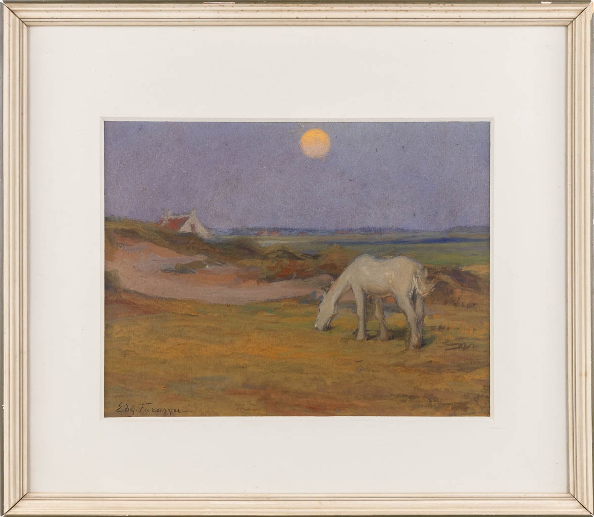 Edgard FARASYN (1858-1938) 'Horse at dawn' gouache on paper. (W:39 x H:30 cm) - Image 3 of 5