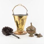A holy water bucket and brush, added an insence burner. (H:46 x D:28 cm)