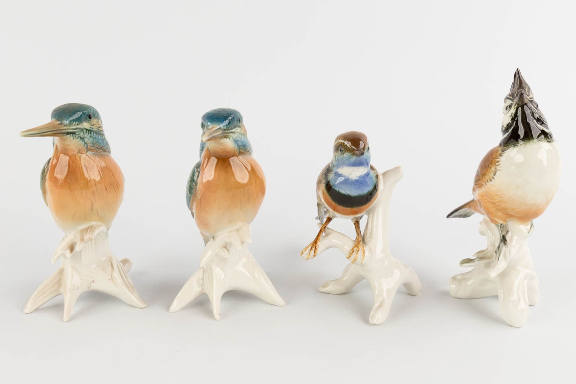 Karl ENS Porzellan, 8 birds, polychrome porcelain. 20th C. (H:19 cm) - Image 13 of 15
