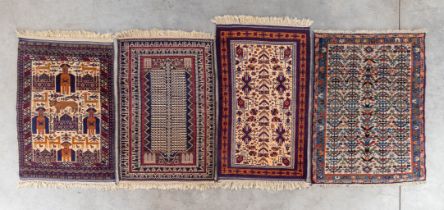 Four Oriental hand-made carpets, Beloutch, Sarough Iran. (D:150 x W:110 cm)