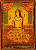 A miniature painting of a lady looking in the mirror, Qajar school, 19th/20th C. (W:24,5 x H:35 cm)