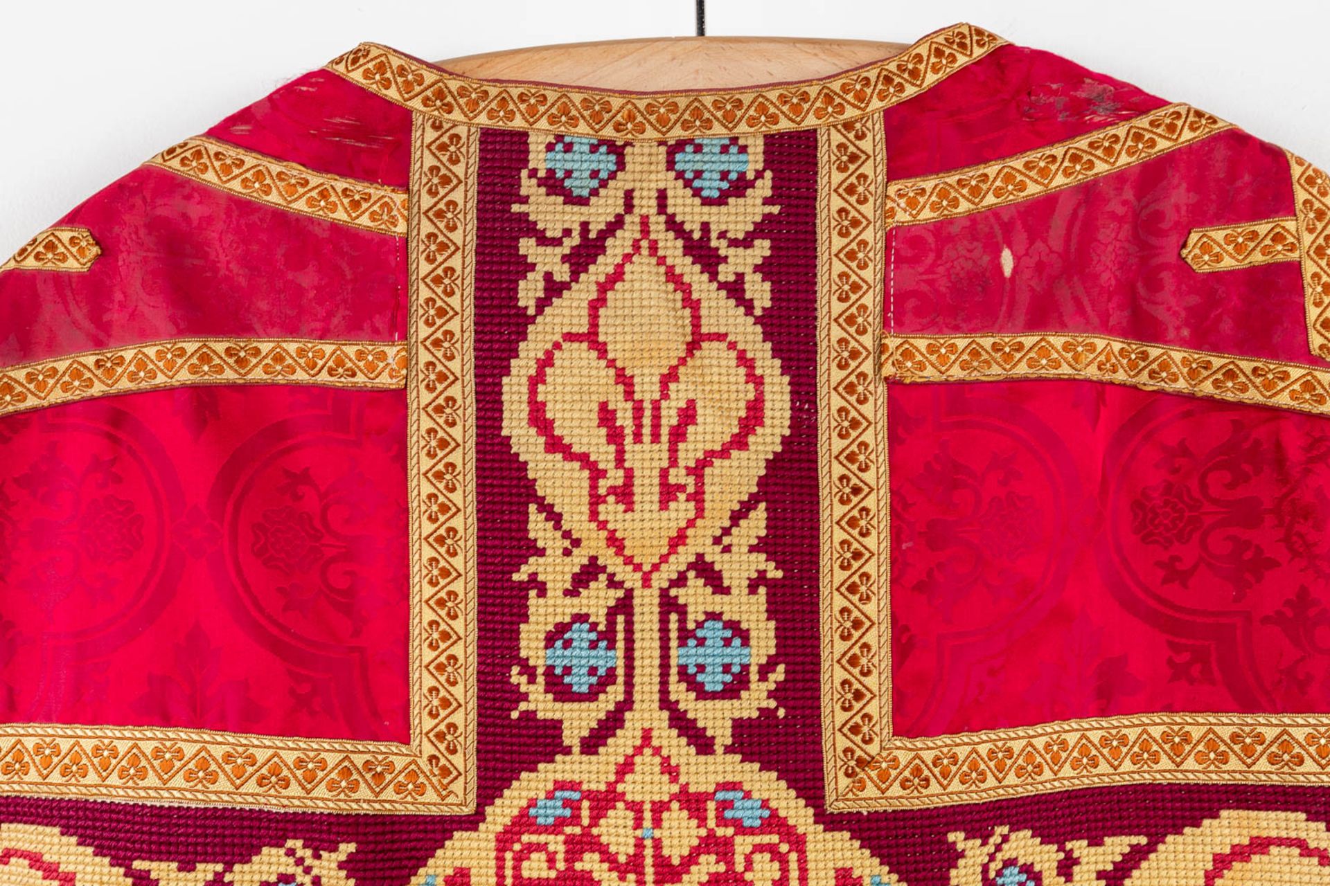 Four Dalmatics, Two Roman Chasubles, A stola and Chalice Veil, finished with embroideries. - Image 30 of 59