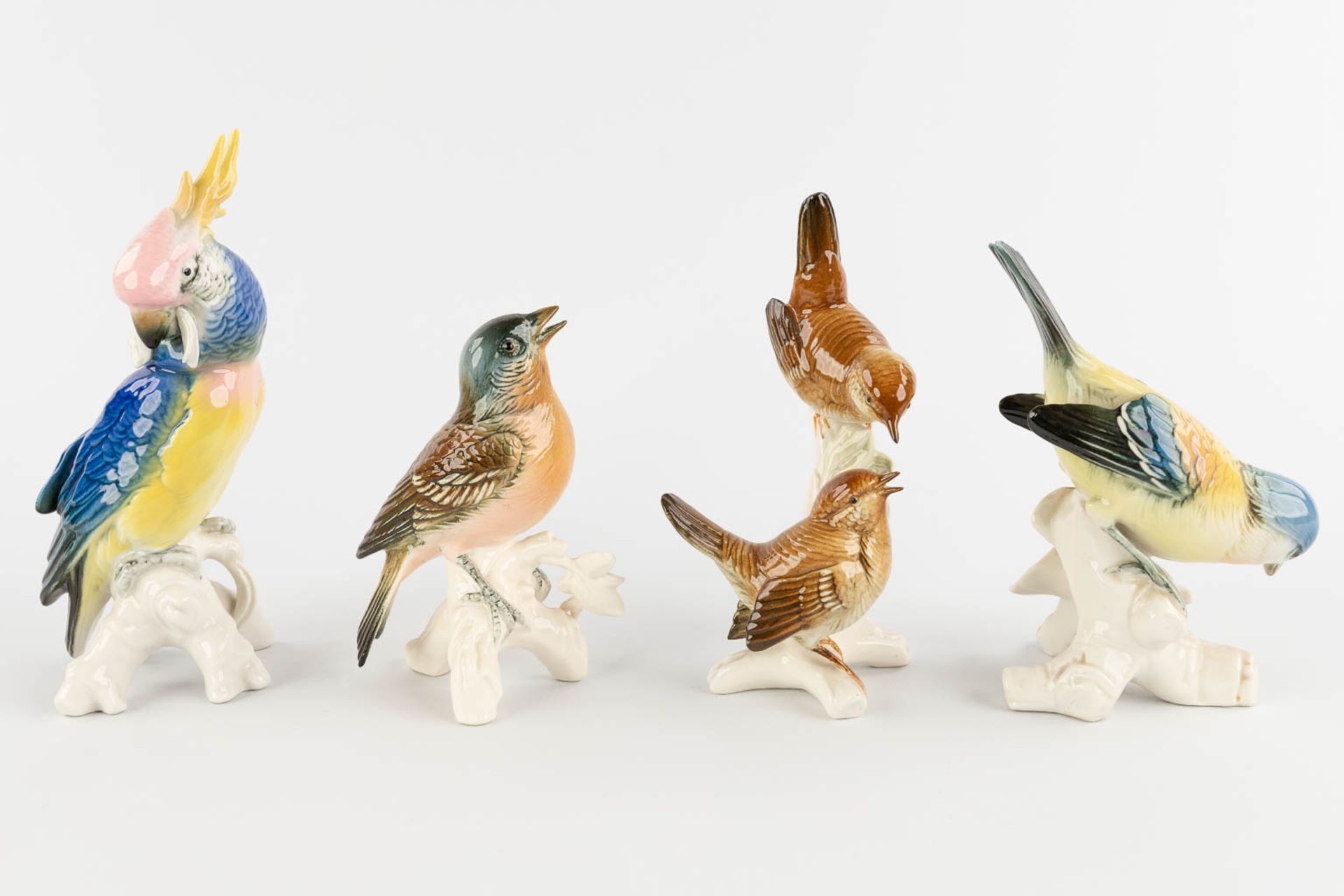 Karl ENS Porzellan, 8 birds, polychrome porcelain. 20th C. (H:19 cm) - Image 3 of 15