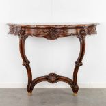 A console table with a marble top, Louis XV style. France, 20th C. (D:48 x W:115 x H:90 cm)