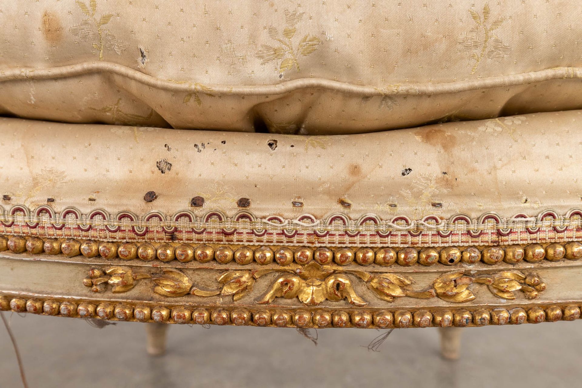 A sculptured armchair, Louis XVI style, 19th C. (D:64 x W:65 x H:100 cm) - Image 13 of 16