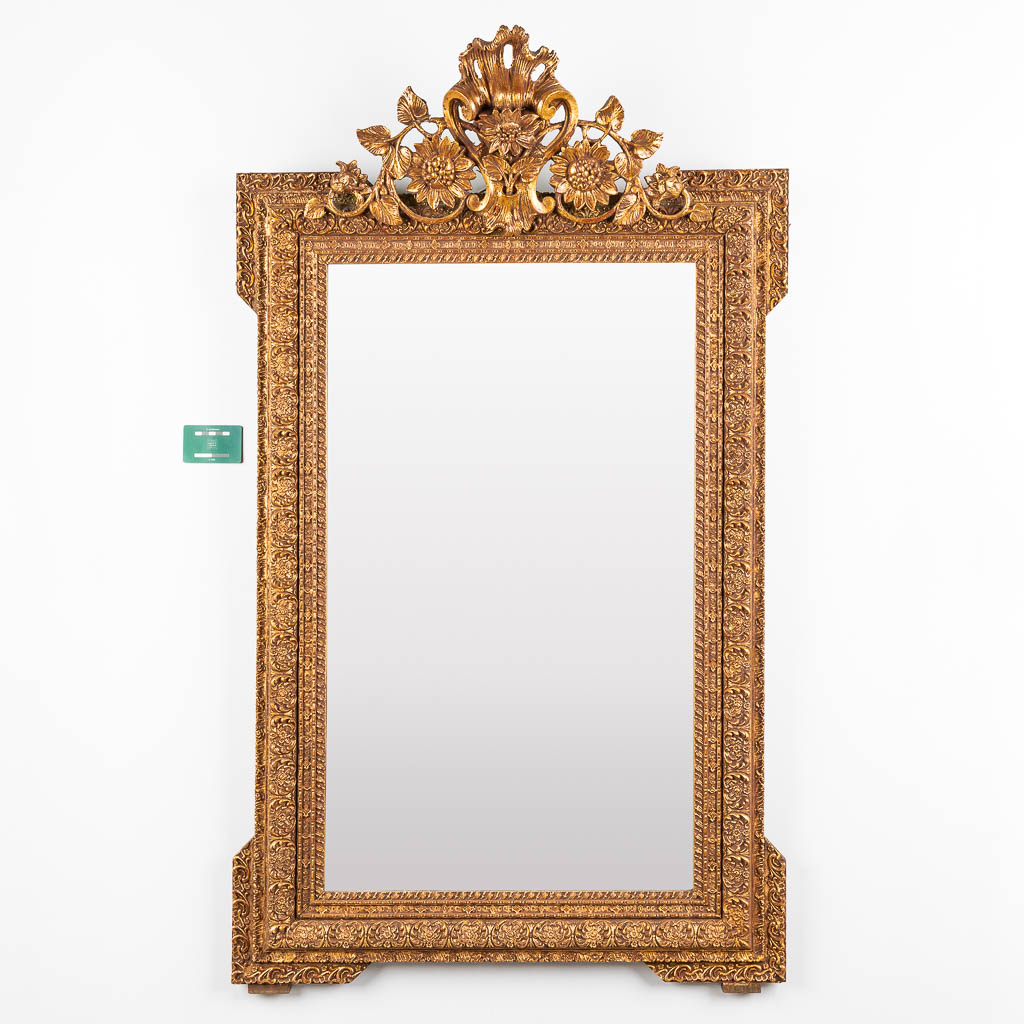 A mirror, gilt stucco on a wood base, Louis XVI style, circa 1900. (W:78 x H:130 cm) - Bild 2 aus 7