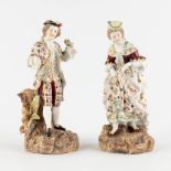 Volkstedt-Rudolstadt, Ens &amp; Eckert, a Nobleman and -woman, hand-painted polychrome porcelain, 19