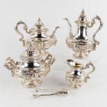 Harleux Jean-Baptiste, an exceptional coffee and tea service in Louis XVI style, silver, France. 19t