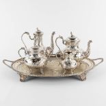 A silver-plated coffee and tea service, Metal A. La Reine. (D:62 x W:39,5 x H:24 cm)