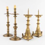 Four Antique bronze candlesticks or candle holders, 18th and 19th C. (H:42 cm)