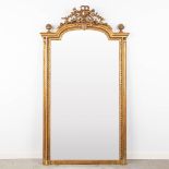 An antique mirror, gilt wood and stucco in Louis XVI style. Circa 1900. (W:91 x H:160 cm)