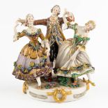 A group 'Dancing with Ladies' polychrome procelain. Vienna marks. 19th C. (H:24,5 cm)