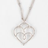 A large pendant in a heart shape, 18kt white gold with brilliants, appr. 2,24ct, 11,81g.