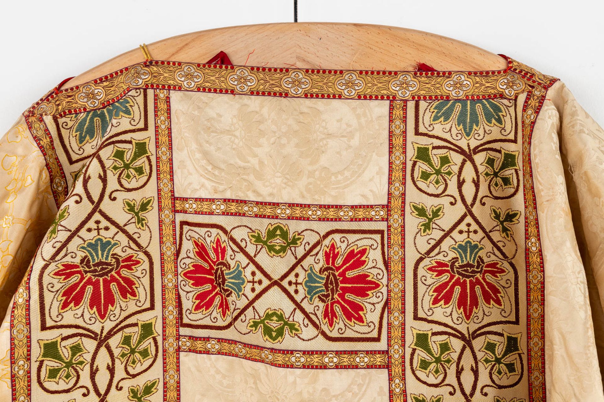Four Dalmatics, Two Roman Chasubles, A stola and Chalice Veil, finished with embroideries. - Image 4 of 59