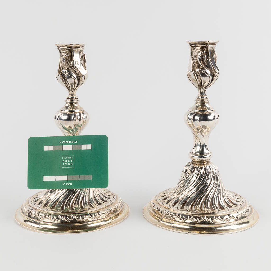 A pair of candlesticks/candleholders, silver, A835. 920g. (H:19 x D:12,5 cm) - Bild 2 aus 11