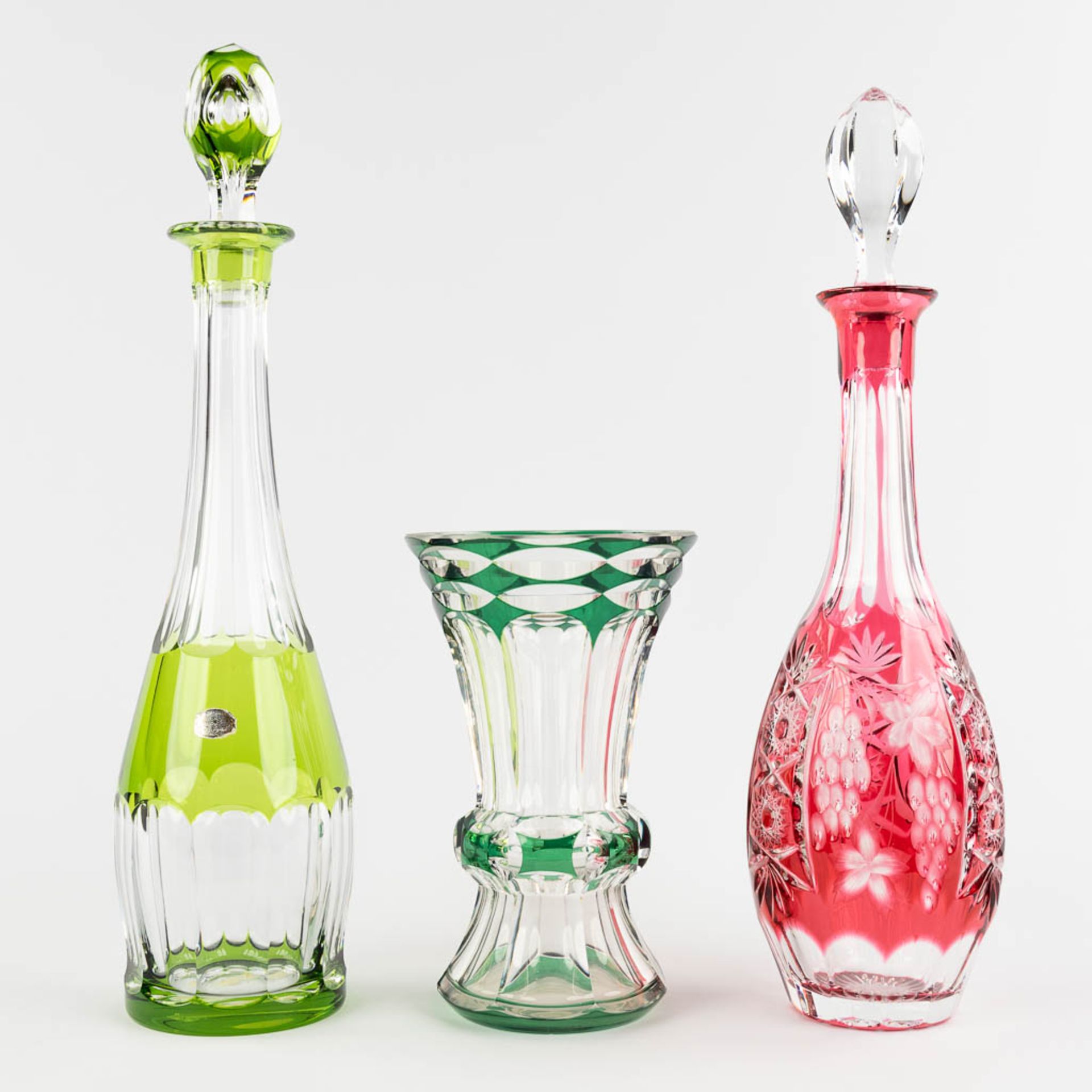 Val Saint Lambert, a carafe and a vase, added a Bohemian Carafe. (H:41 cm) - Image 3 of 14