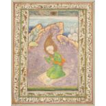 A miniature painting of the prophet Muhammad while in prayer. 19th/20th C. (W:19 x H:24 cm)