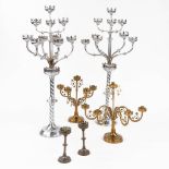 Three pairs of Church candlesticks, metal in gothic revival style. (H:100 cm)