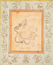 A miniature painting of Shamael Hajj and Wali Bakdash Al-Sufi, Ottoman School. 19th/20th C.(W:23,5 x