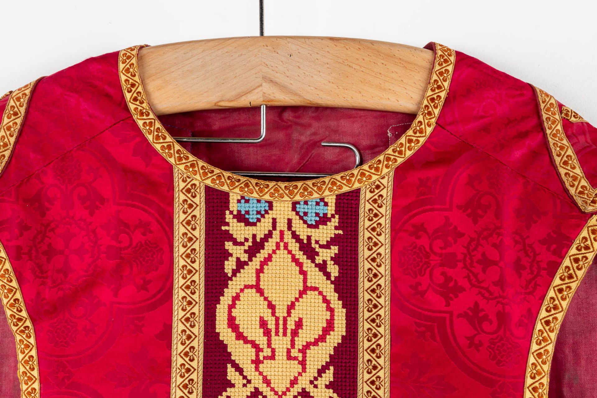 Four Dalmatics, Two Roman Chasubles, A stola and Chalice Veil, finished with embroideries. - Image 35 of 59