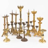 Twelve church candlesticks, metal in gothic revival style. (H:74 cm)