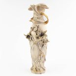 Royal Dux, vase decor of a lady with flowers, Art Nouveau. (D:21 x W:20 x H:56 cm)