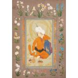 A Persian miniature painting after Reza Abbasi, Qajar School, 19th/20th C. (W:24,5 x H:35,5 cm)