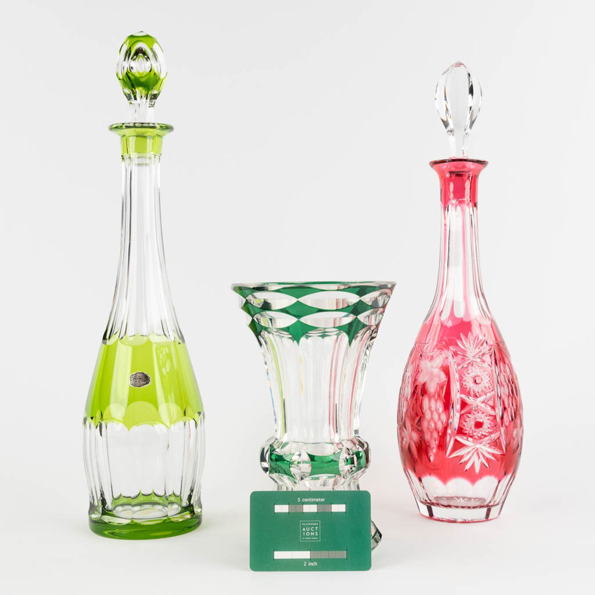 Val Saint Lambert, a carafe and a vase, added a Bohemian Carafe. (H:41 cm) - Image 2 of 14
