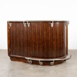 A bar, Rosewood veneer mounted with chromed metal, Art Deco. (D:90 x W:165 x H:121 cm)