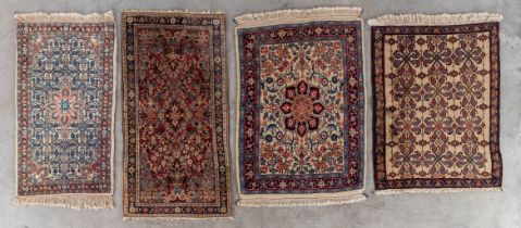 Four Oriental hand-made carpets. Bidjar, Sarough, Senneh, Iran. (D:76 x W:102 cm)