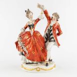 Capodimonte, 'The Dancing Couple' polychrome porcelain. (W:21 x H:28,5 cm)