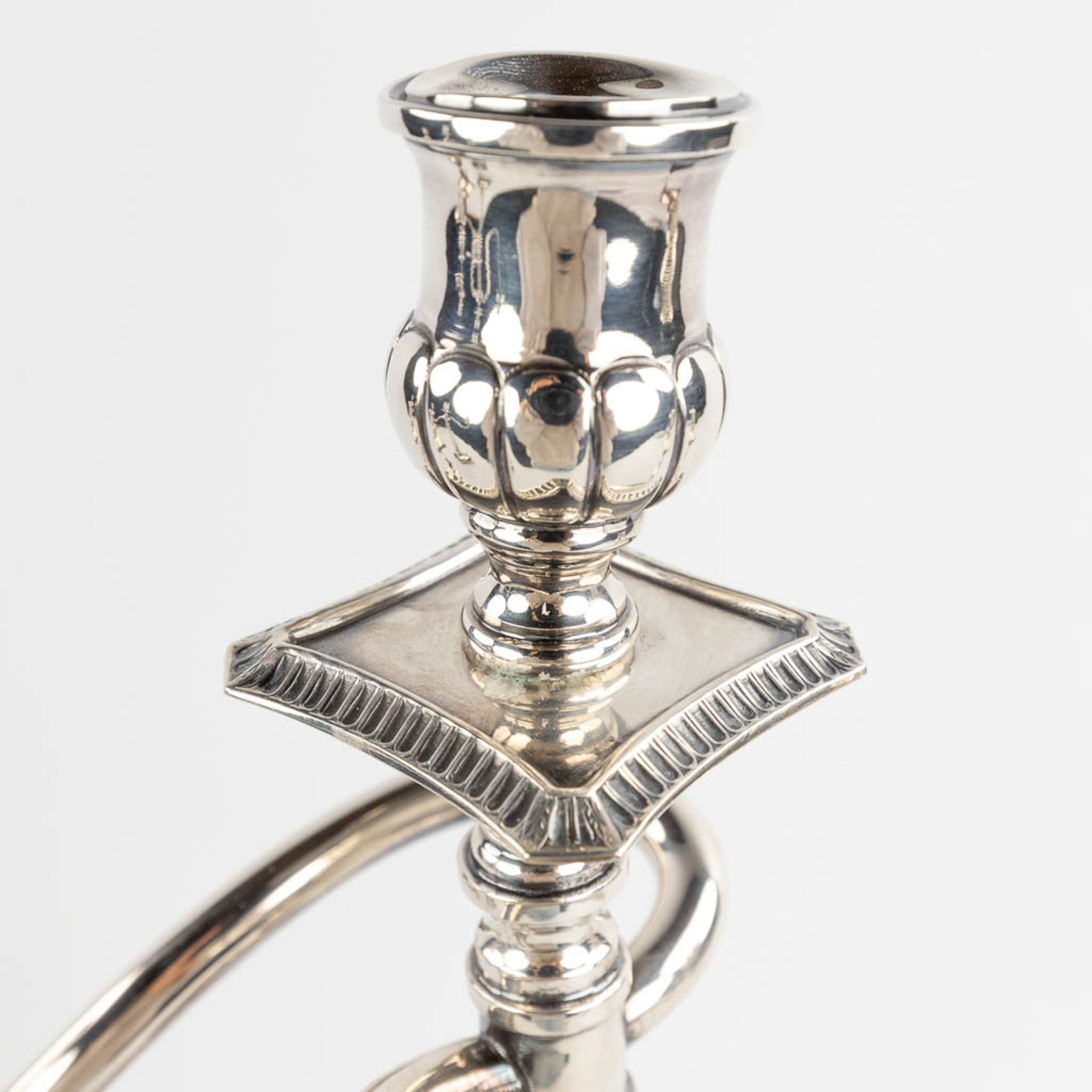 A pair of three-armed table candelabra, Spain, Silver, 915/1000. 1621g.  (D:12 x W:37 x H:45 cm) - Bild 12 aus 14