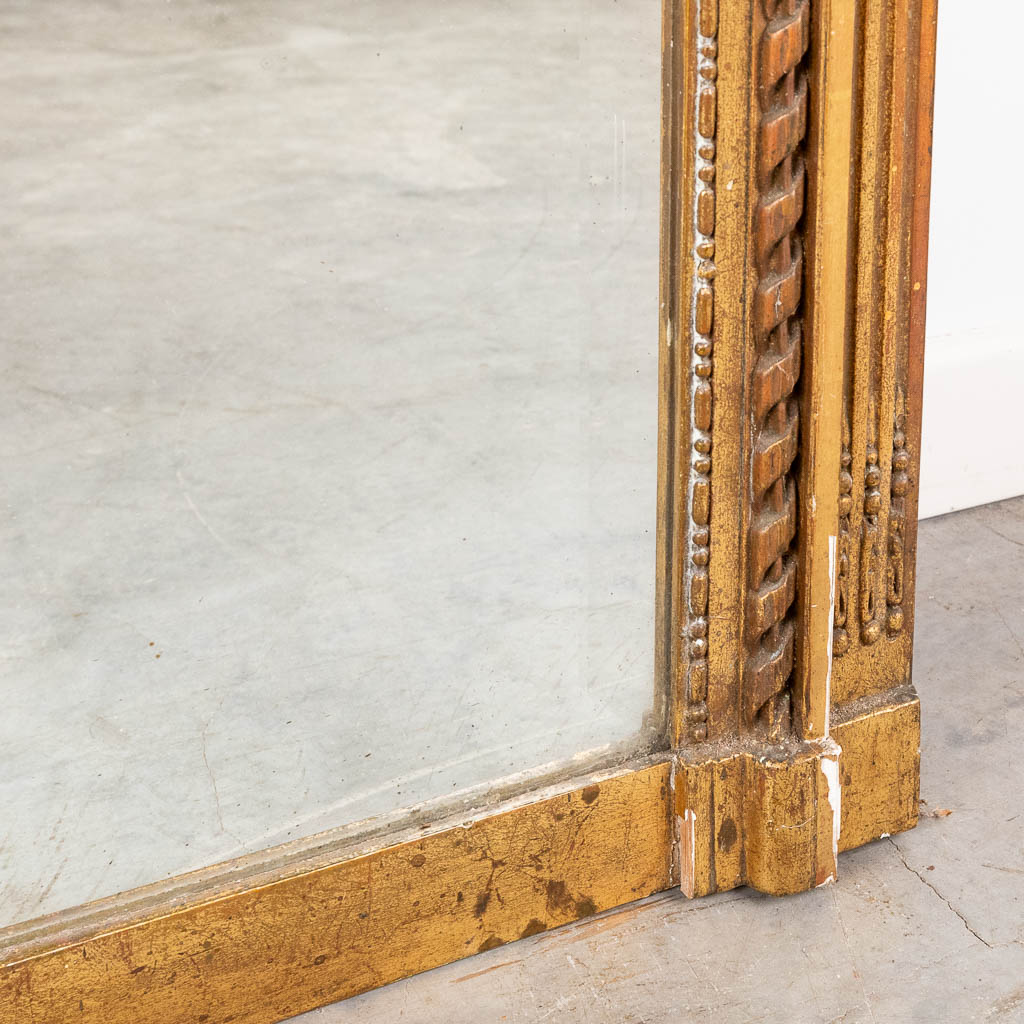 An antique mirror, gilt wood and stucco in Louis XVI style. Circa 1900.  (W:91 x H:160 cm) - Bild 9 aus 12