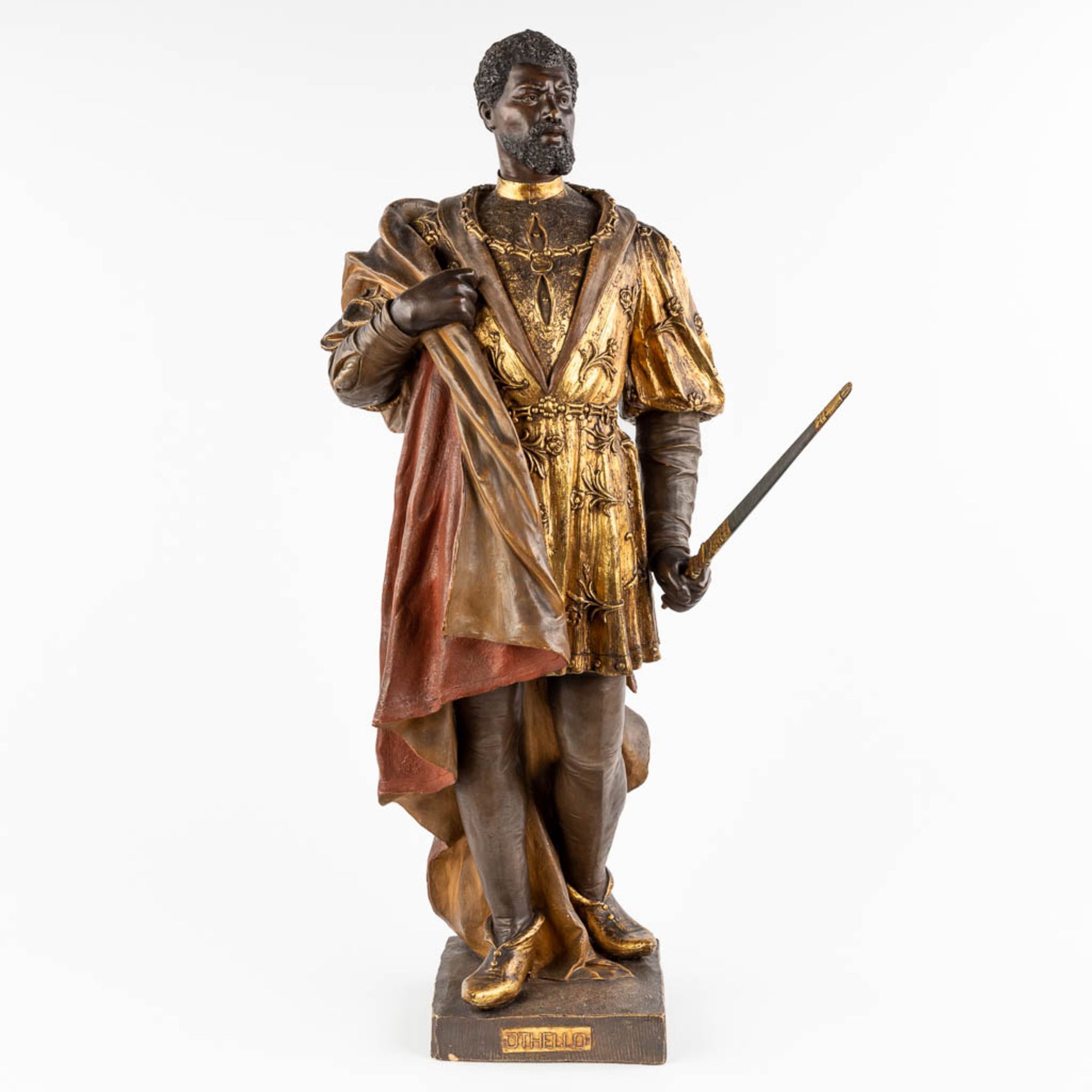 Friedrich GOLDSCHEIDER (1845-1897) 'Othello' patinated terracotta. (D:28 x W:34 x H:84 cm)