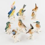 Karl ENS Porzellan, 8 birds, polychrome porcelain. 20th C. (H:19 cm)