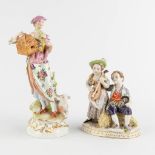 Wilhelmsfeld and Haas &amp; Czjzek, Schlaggenwald, Two polychrome porcelain groups, 19th C. (H:23 cm