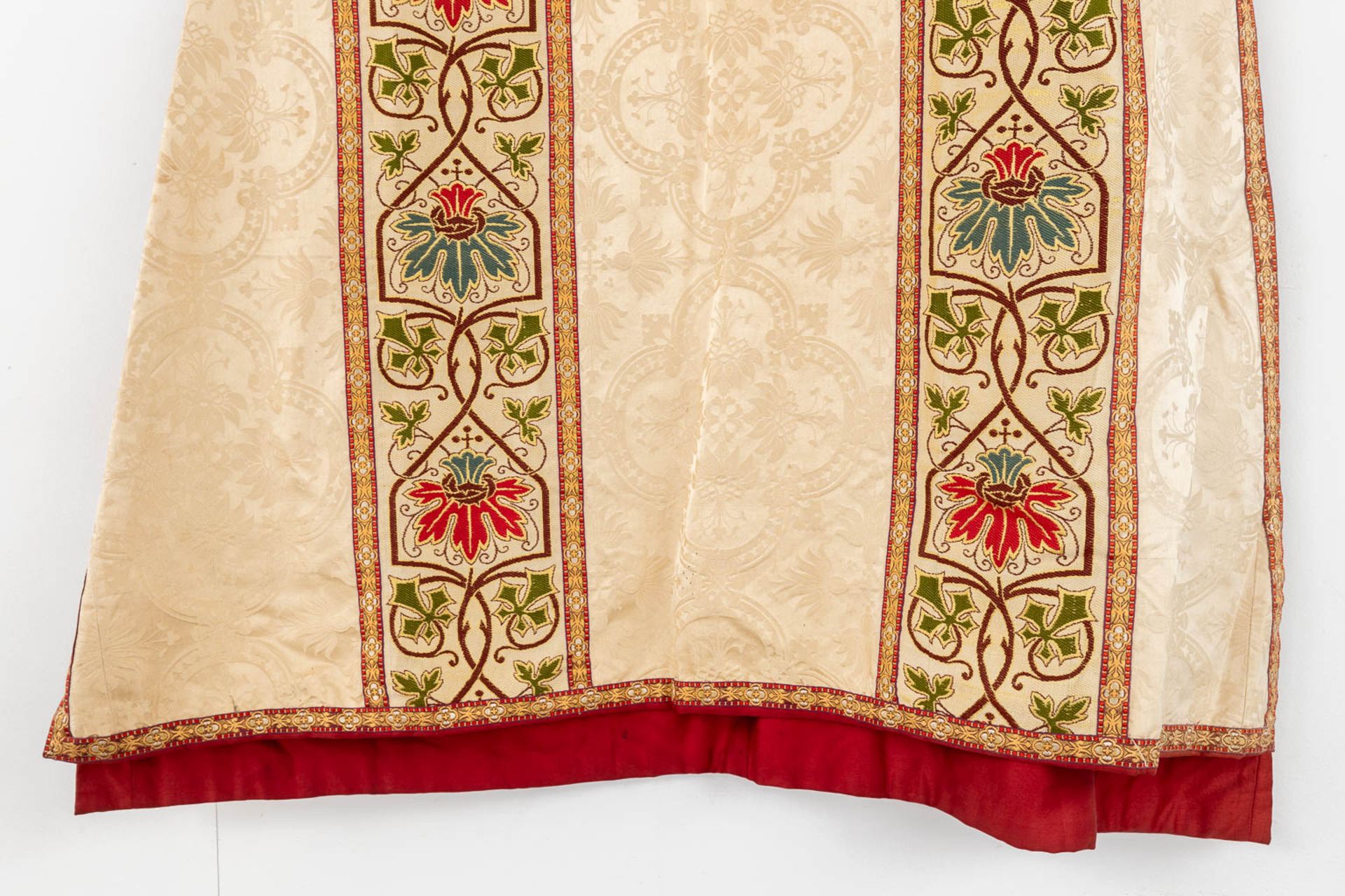 Four Dalmatics, Two Roman Chasubles, A stola and Chalice Veil, finished with embroideries. - Image 11 of 59
