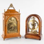 Two mantle or table clocks, 20th C. (D:14 x W:26 x H:49 cm)