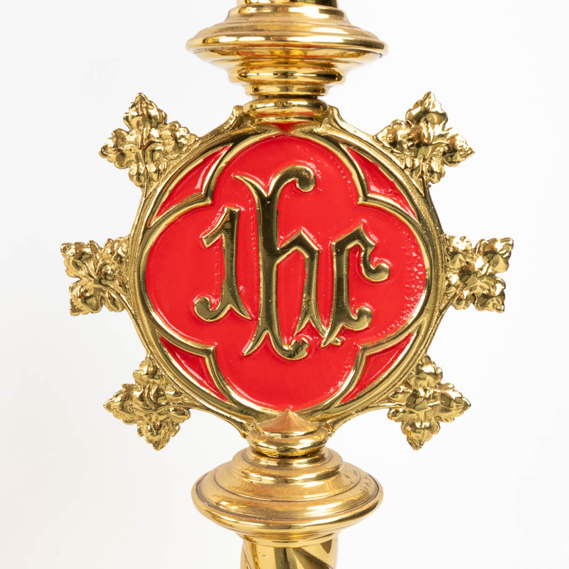 A set of 6 Church candlesticks with red IHS logo. (H:72 x D:20 cm) - Image 9 of 13