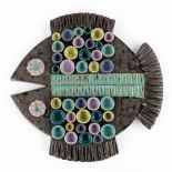 KERAMAR (XX) 'Fish' a bas-relief, glazed ceramics. (W:33 x H:32 cm)