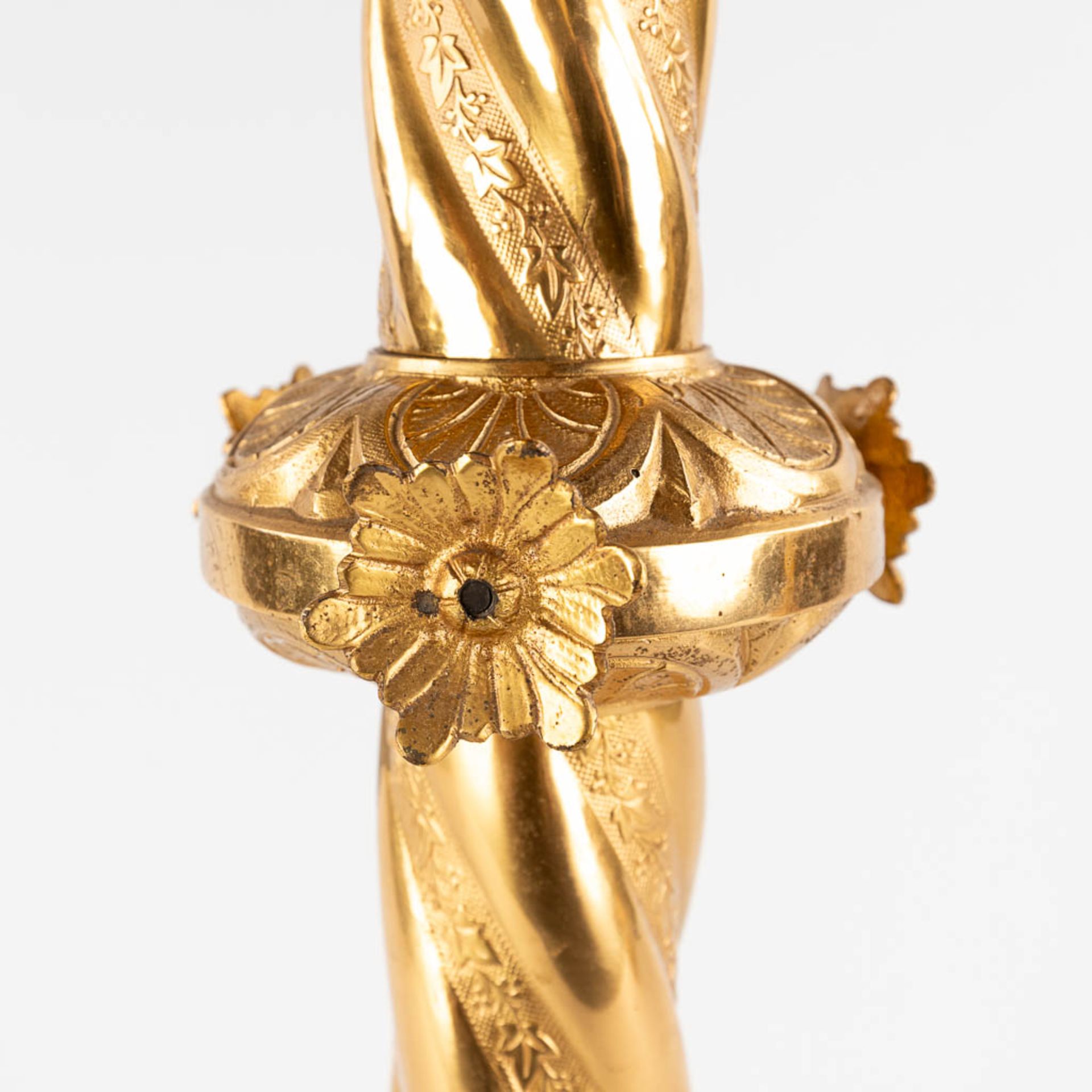 A pair of church candlesticks, gilt metal. (H:70 x D:24 cm) - Image 10 of 15