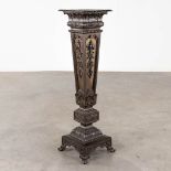An antique pedestal, spelter in Louis XVI style. (D:31 x W:31 x H:102 cm)