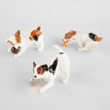 Royal Doulton, Three small dogs. Polychrome porcelain. (D:5 x W:9 x H:8 cm)