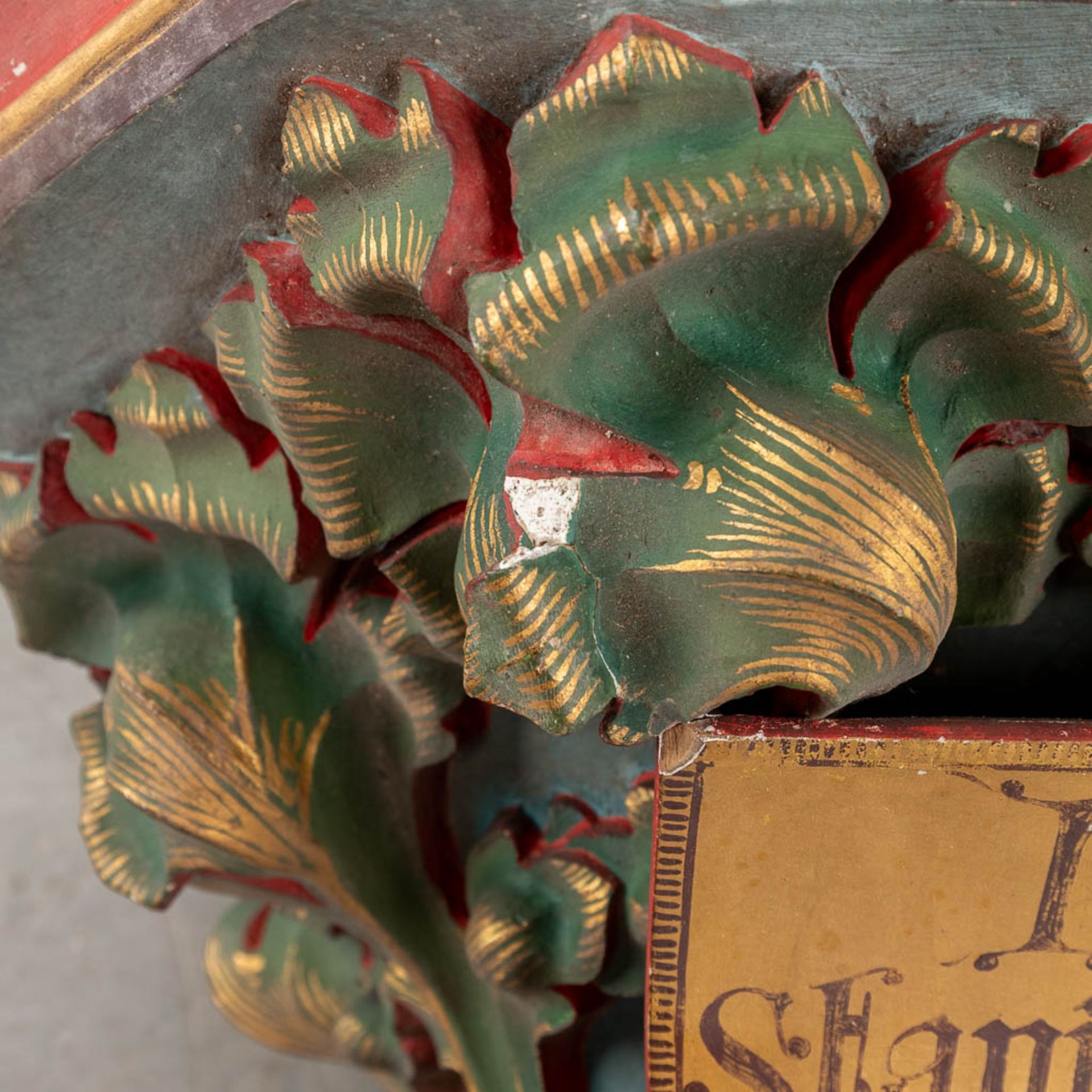 A wall console for a figurine/statue, patinated plaster. Inscription for Stanislaus Kosta. (D:44 x W - Image 8 of 10