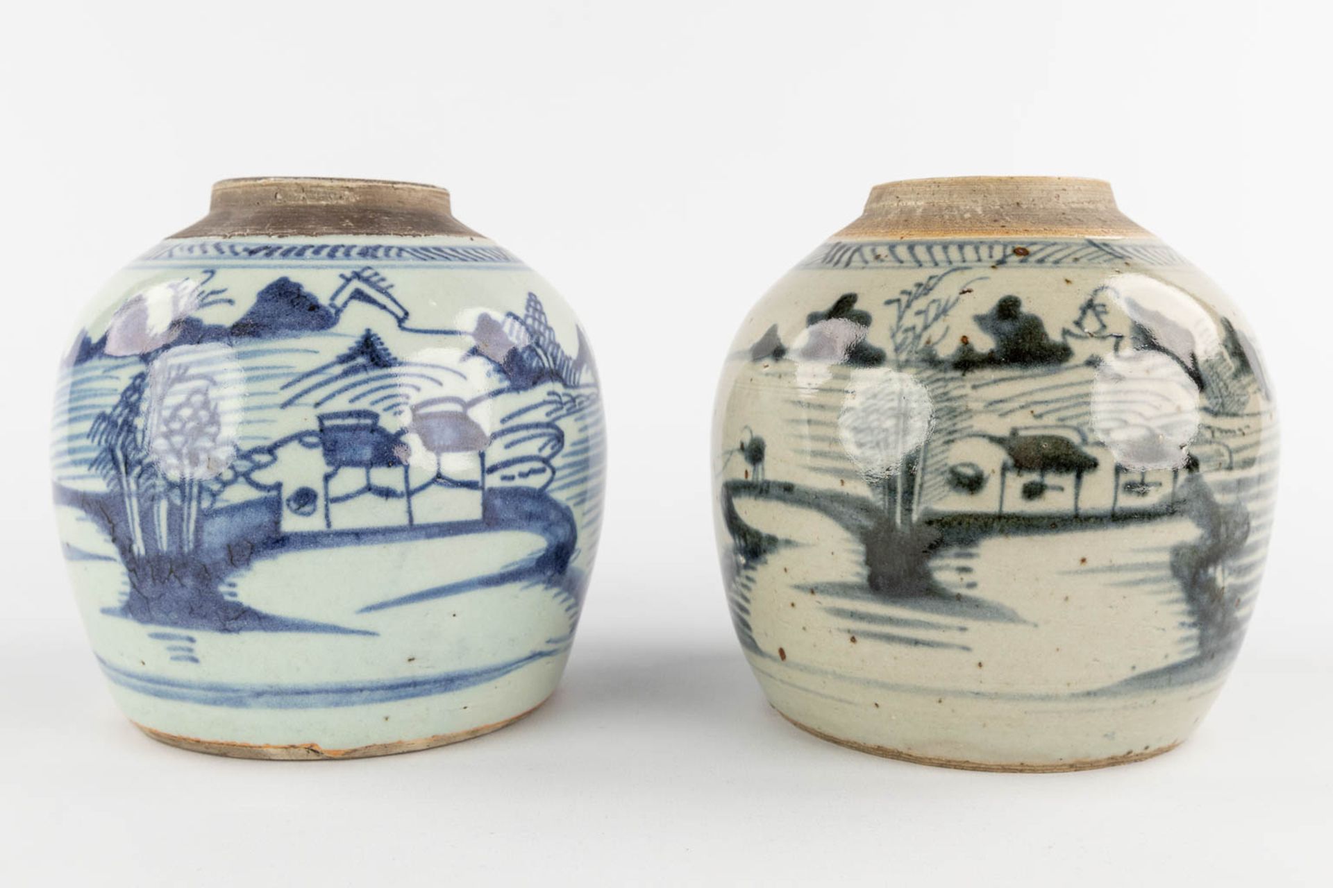 4 Chinese ginger jars with blue-white decor. 19th/20th C. (H:23 x D:21 cm) - Image 9 of 14