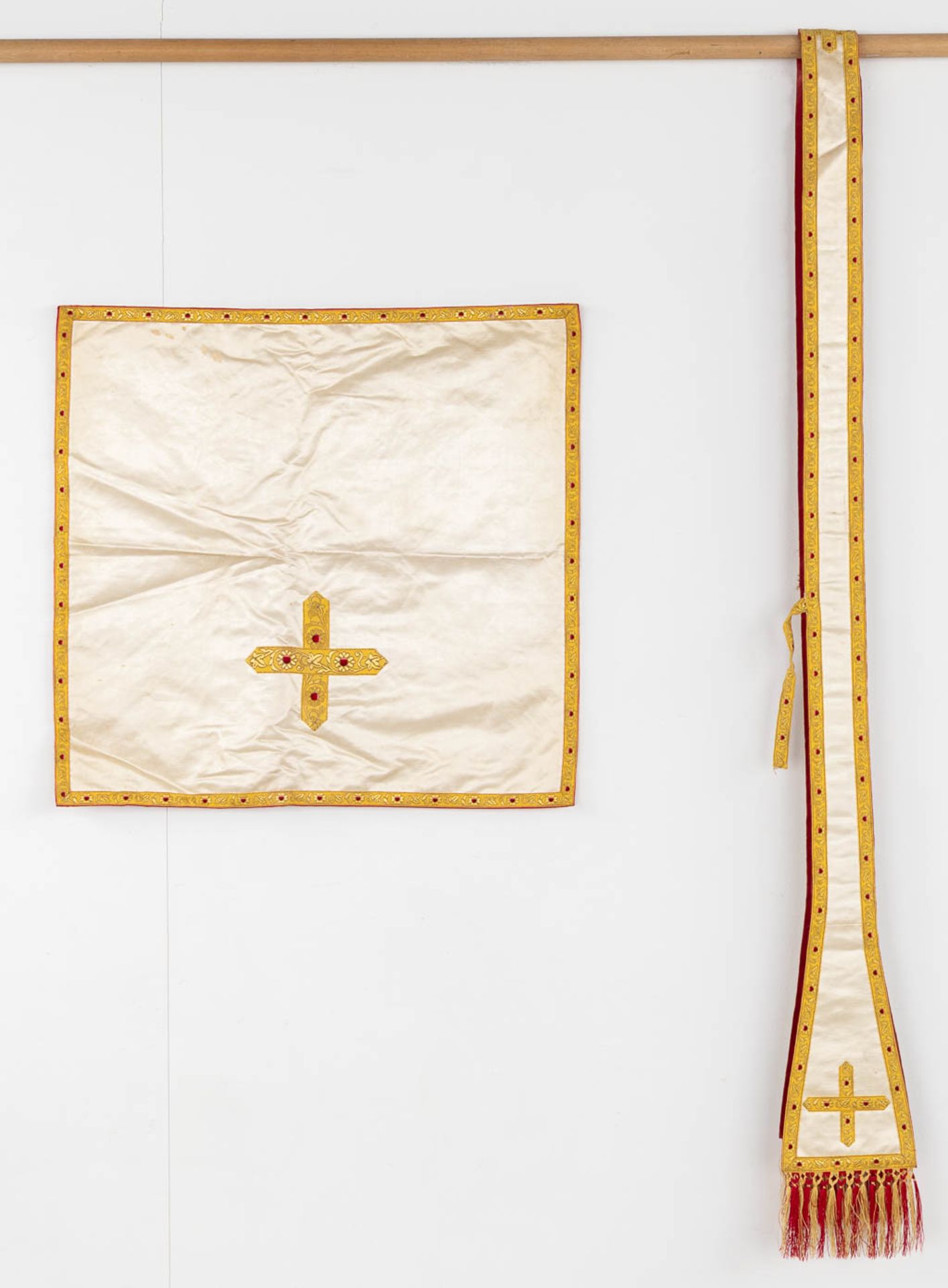 Four Dalmatics, Two Roman Chasubles, A stola and Chalice Veil, finished with embroideries. - Image 55 of 59